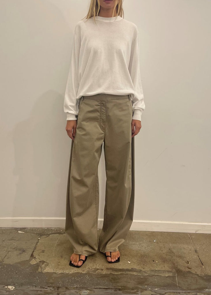 Tibi Garment Dyed Silky Cotton Chino Pant in Acorn | Tula's Online Boutique