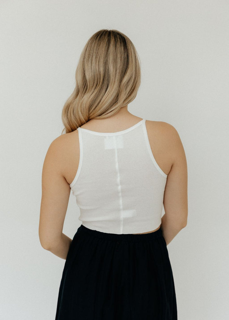 Éterne Cropped Rib Tank in Ivory Back | Tula's Online Butique