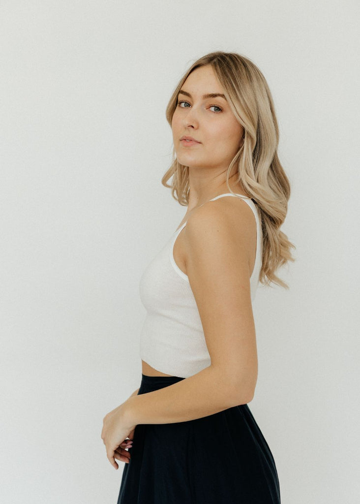 Éterne Cropped Rib Tank in Ivory Side | Tula's Online Butique