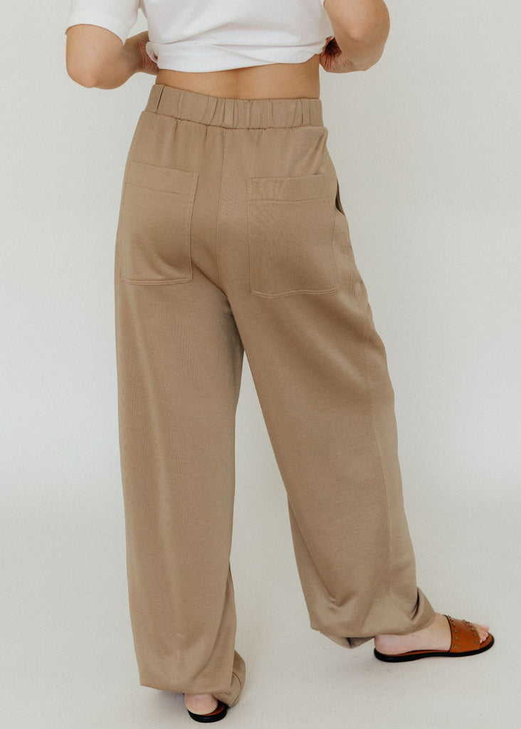 Tibi Silk Terry Pleated Pull On Pant in Granola Back | Tula's Online Boutiq…