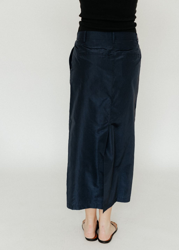 Tibi Silk Nylon Maxi Skirt in Navy back | Tula's Online Boutique