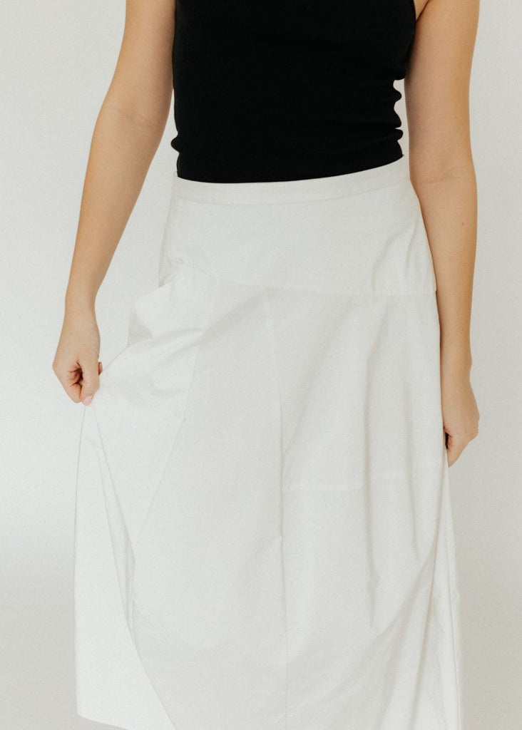 Tibi Nylon Asymmetrical Balloon Skirt in White details  | Tula's Online Boutiqu…