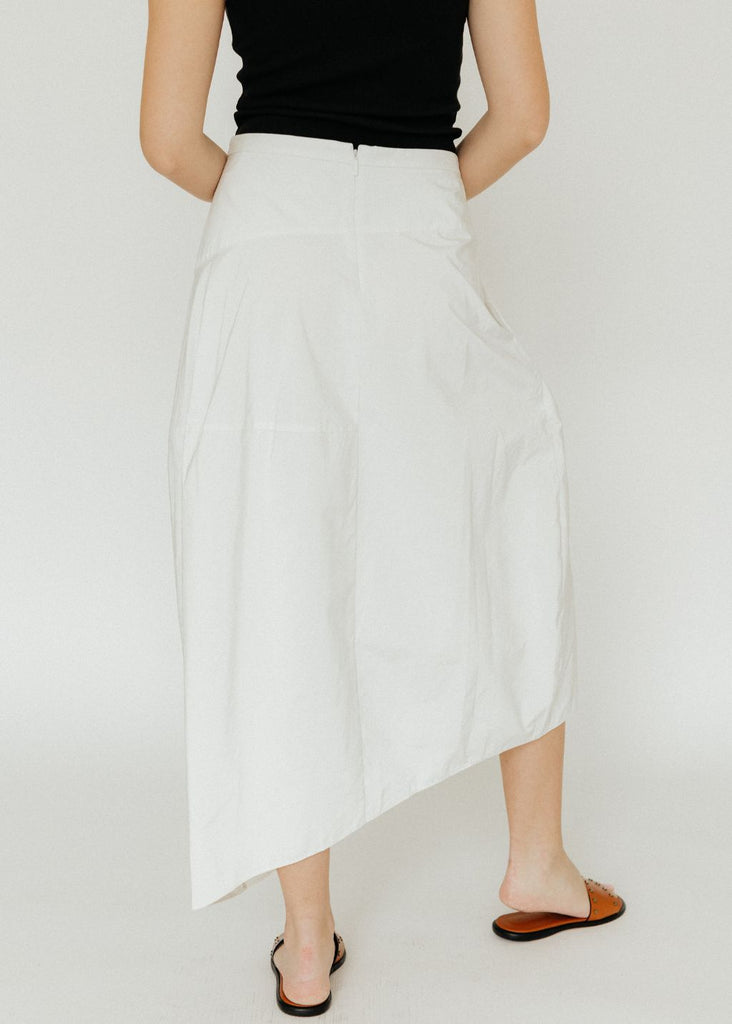 Tibi Nylon Asymmetrical Balloon Skirt in White back| Tula's Online Boutiqu…