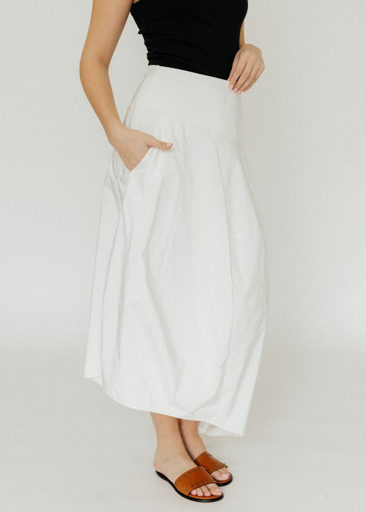 Tibi Nylon Asymmetrical Balloon Skirt in White side | Tula's Online Boutiqu…