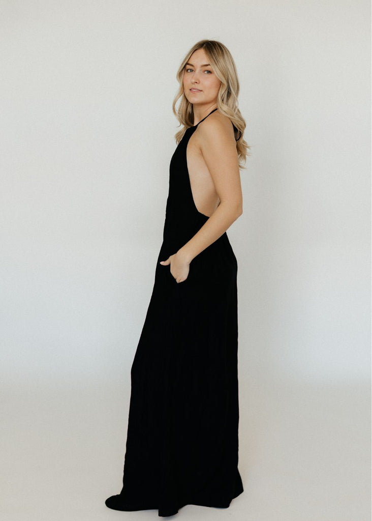 Nili Lotan Lelia Halterneck Dress Side | Tula's Online Boutique
