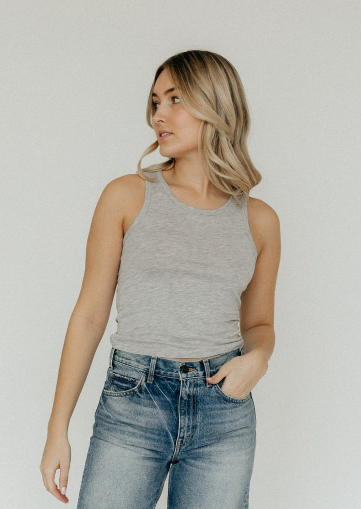 Éterne Fitted Tank in Heather Grey | Tula's Online Boutique