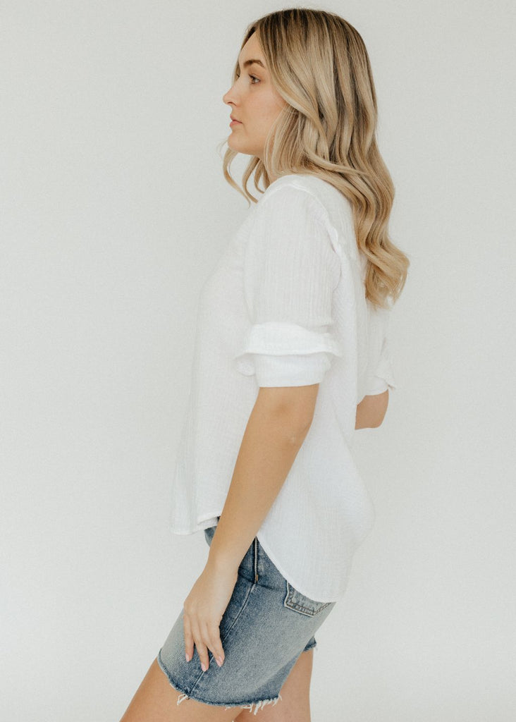 Xírena Scout Shirt in White side | Tula's Online Boutique