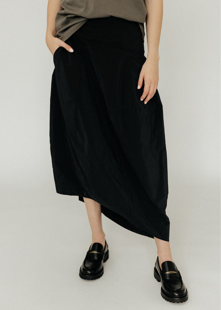 Tibi Nylon Asymmetrical Balloon Skirt in Black | Tula's Online Boutique