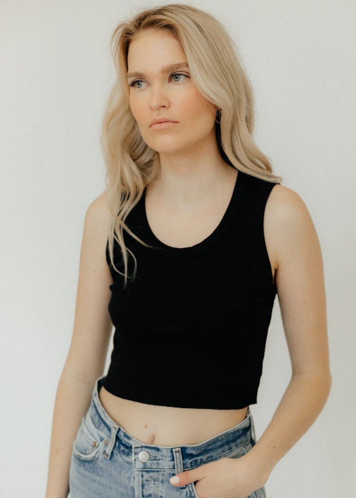 AGOLDE Cropped Poppy Tank in Black | Tula's Online Boutique