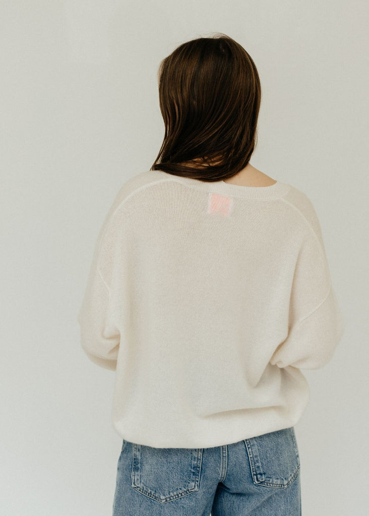 CRUSH Malibu V 2.0 Sweater in White Back | Tula's Online Boutique