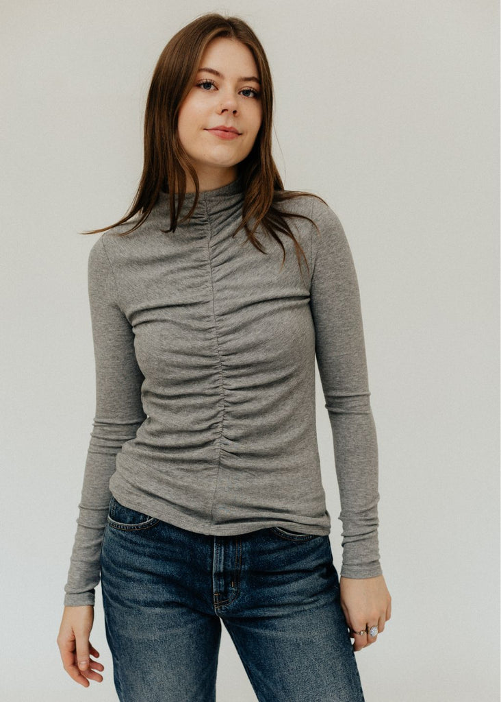 Veronica Beard Theresa Turtleneck in Grey Front  | Tula's Online Boutique