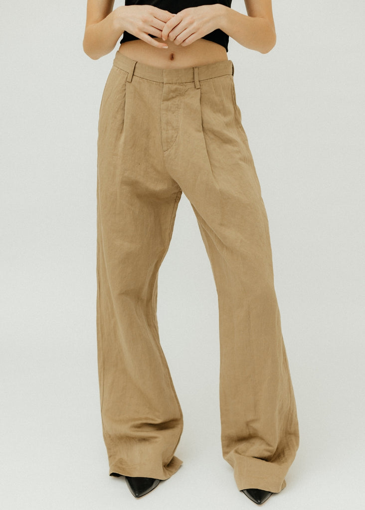 R13 Damon Pleated Trouser in Khaki | Tula's Online Boutique