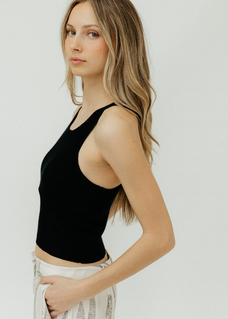 Éterne Ines Cropped Cashmere Tank in Black | Tula's Online Boutique