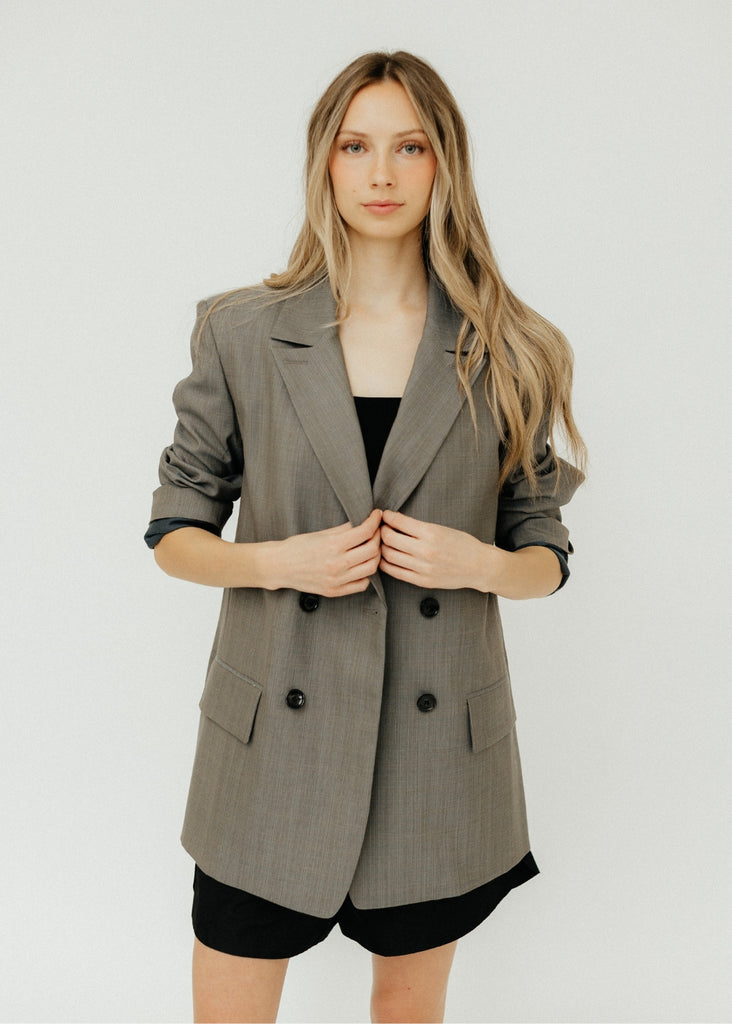 Tibi Grant Suiting DB Blazer in Grey | Tula's Online Boutique