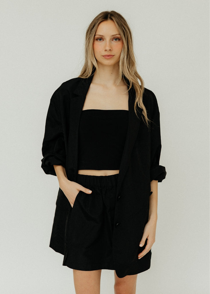Tibi Silk Nylon Liam Blazer in Black | Tula's Online Boutique