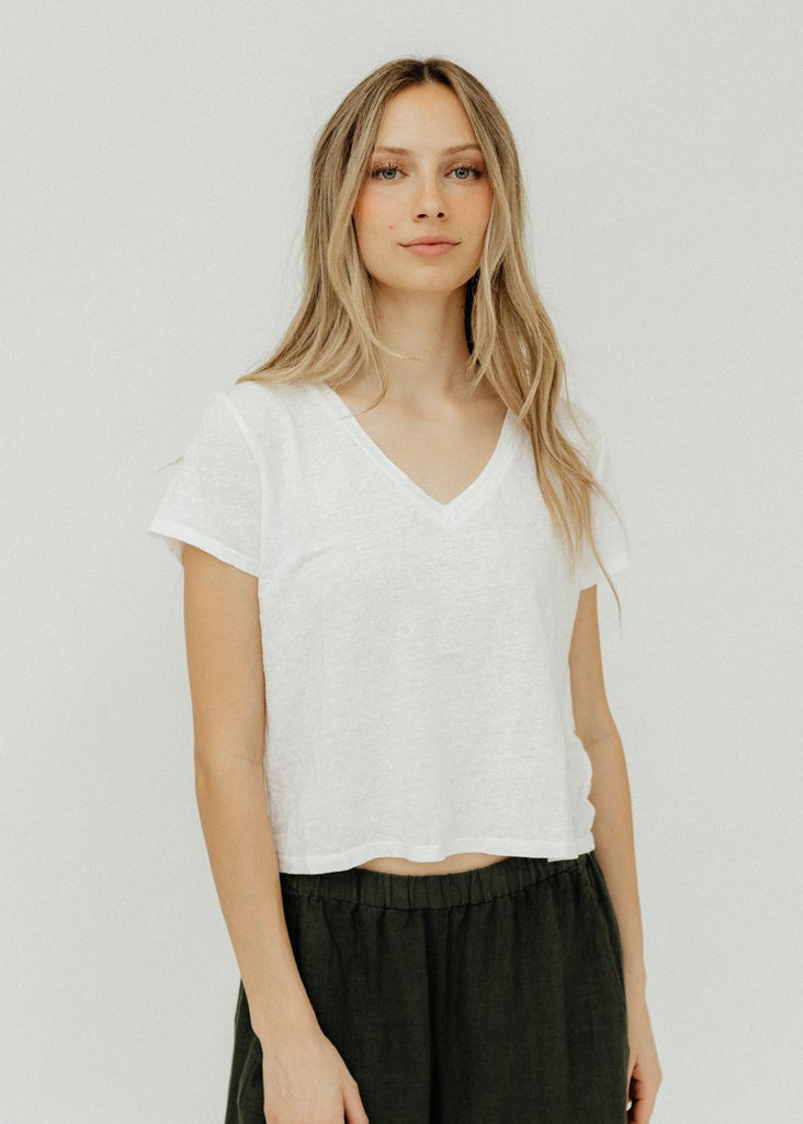 Velvet Amber Tee Front in White | Tula's Online Boutique