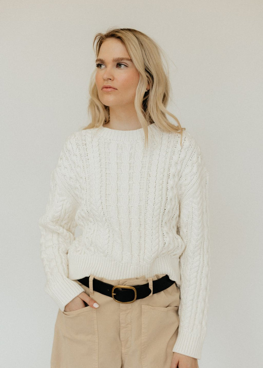 Nili Lotan Trina Sweater in Ivory/Dark Navy Stripe