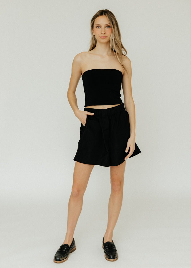 Tibi Silk Nylon Pull On Shorts in Black | Tula's Online Boutique