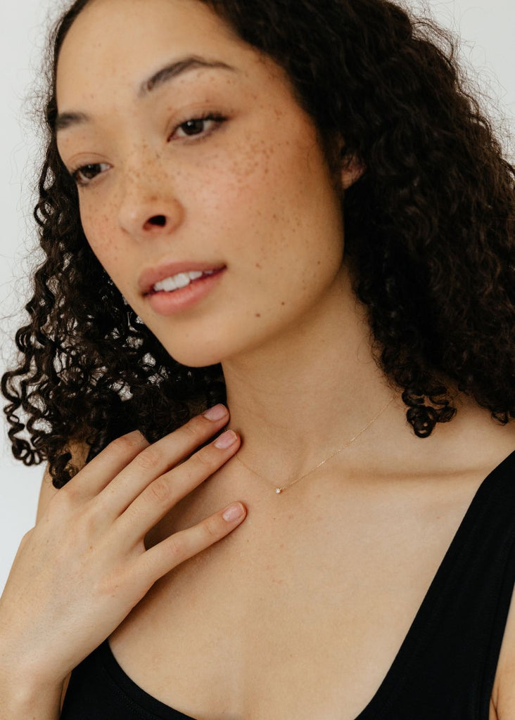 Adina Reyter Single Diamond Necklace Details  | Tula's Online Boutique