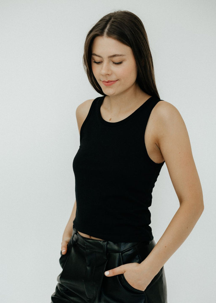 Éterne Fitted Tank in Black Front | Tula's Online Boutique