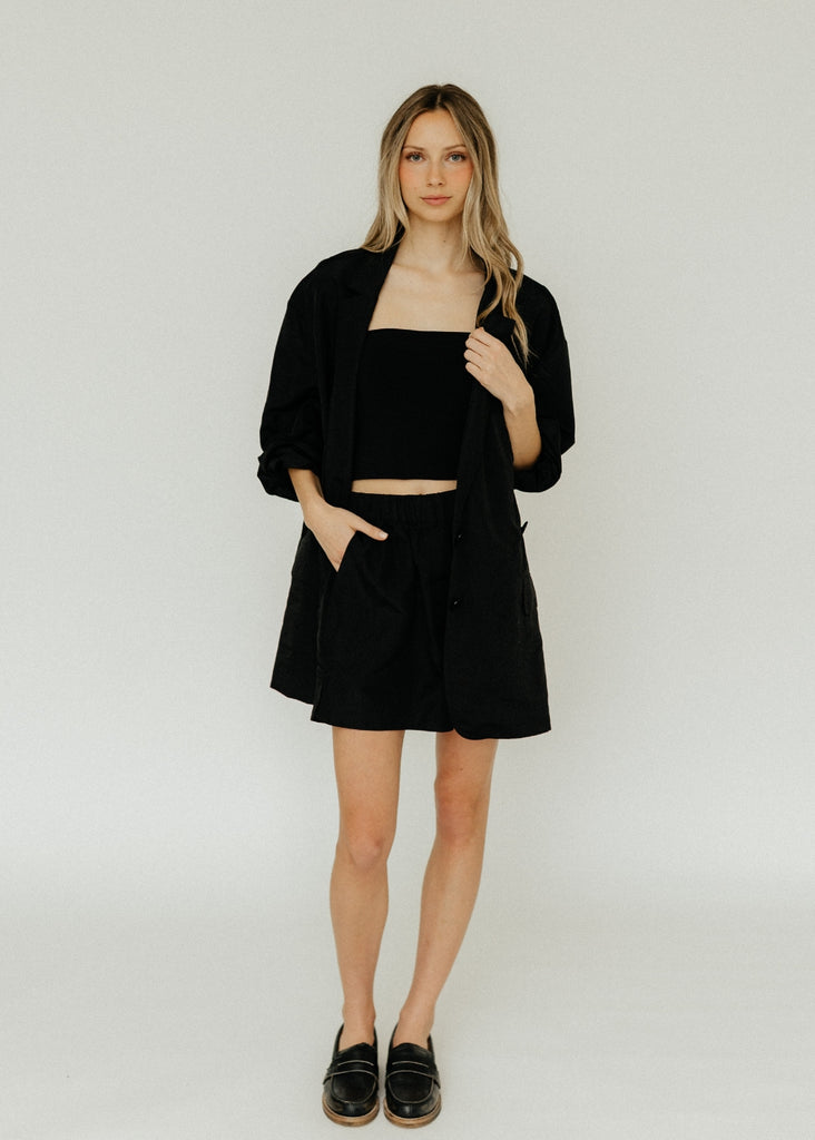 Tibi Silk Nylon Liam Blazer in Black Front | Tula's Online Boutique
