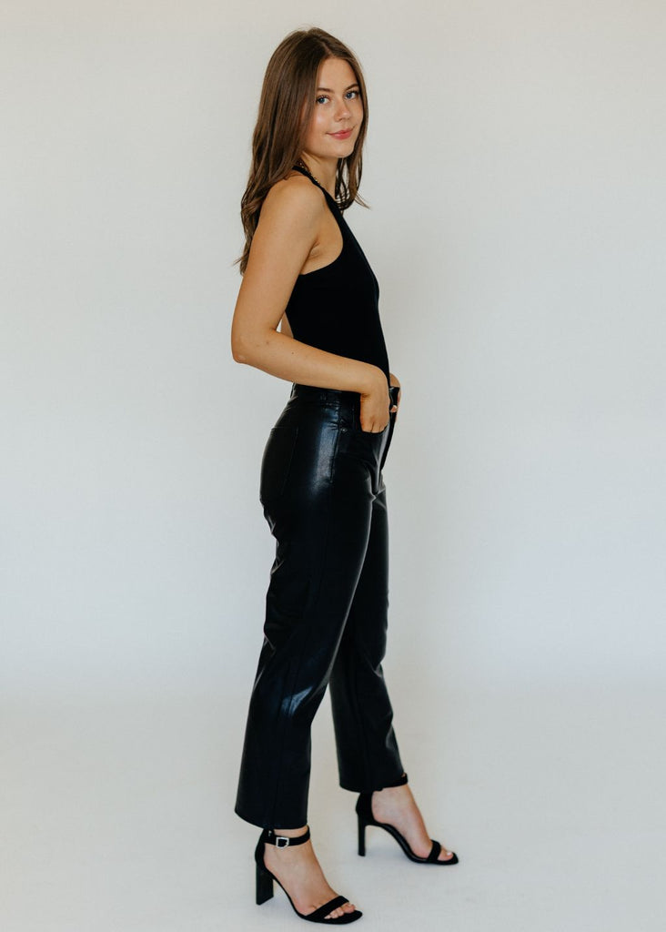 Veronica Beard Vegan Leather Pants Side | Tula Online Boutique