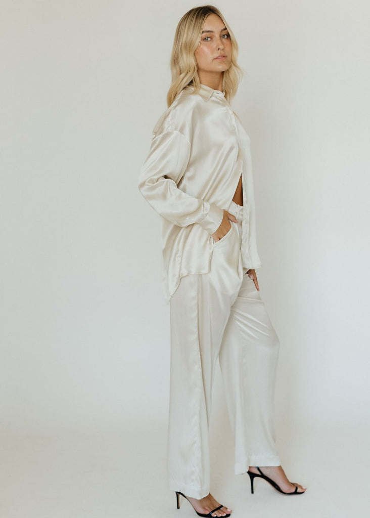 Sablyn Pleated Silk Pant Side | Tula Online Boutique