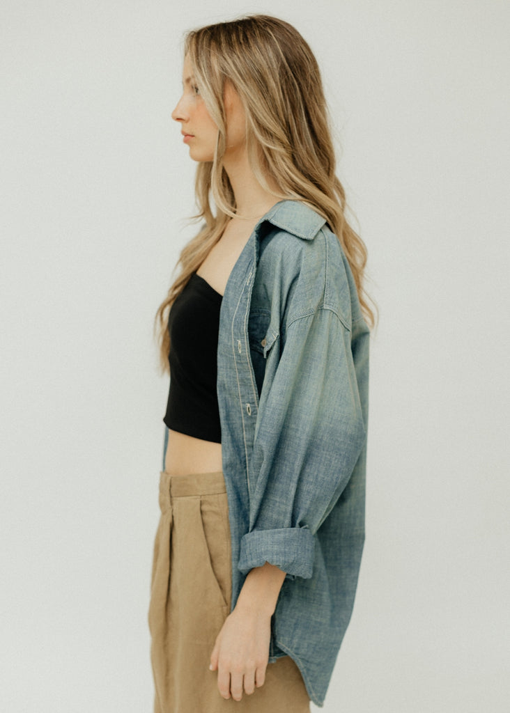 RE/DONE Chambray Oversized Shirt Side | Tula's Online Boutique