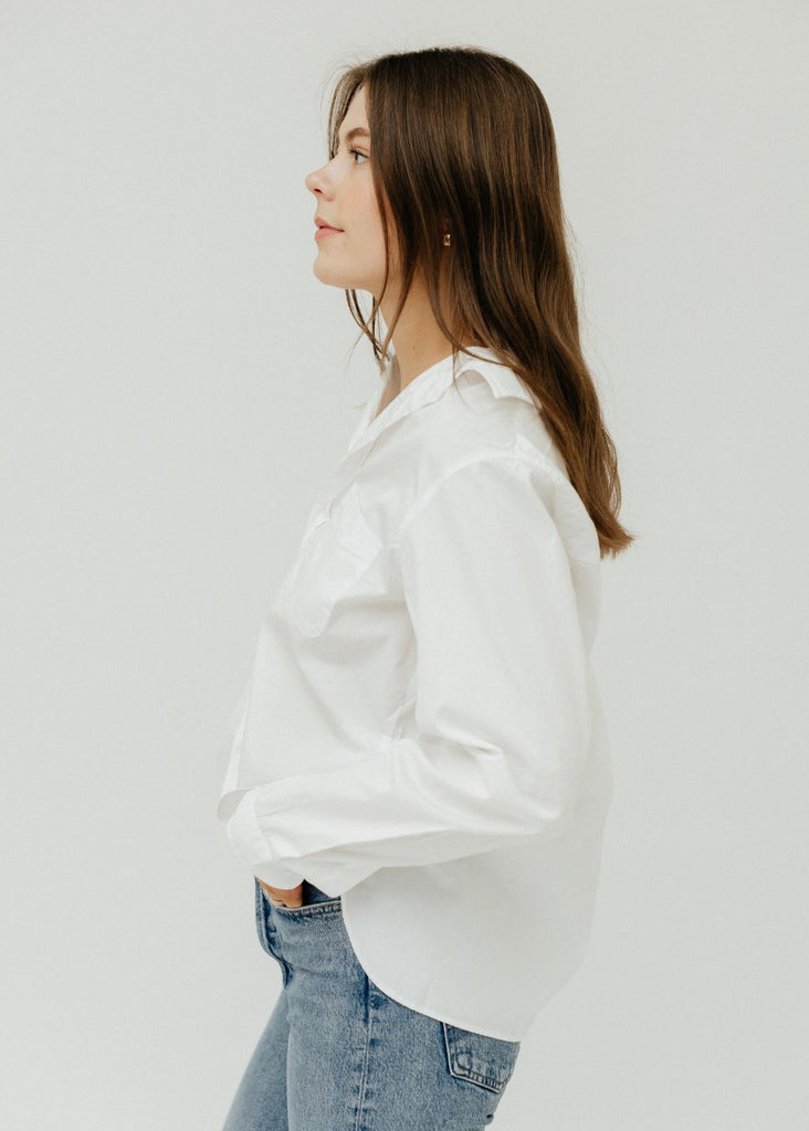 Frank & Eileen "Silvio" Button Up in White Side | Tula's Online Boutique