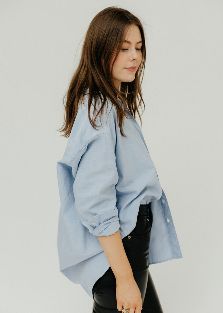 Frank & Eileen Shirley Oversized Shirt in Blue Side | Tula's Online Boutique