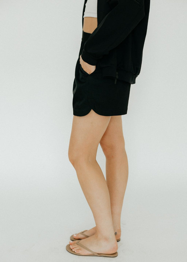 Tibi Drapey Suiting Pull On Short Side View | Tula's Online Boutique