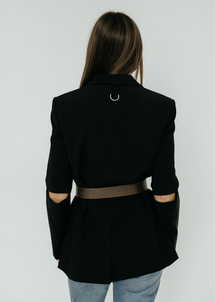 Tibi Cutout Sleeve Marlon Blazer in Black | Tula's Online Boutique