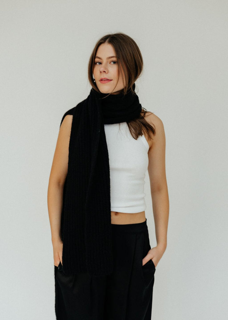 Anine Bing Hannah Scarf in Black Front | Tula's Online Boutique