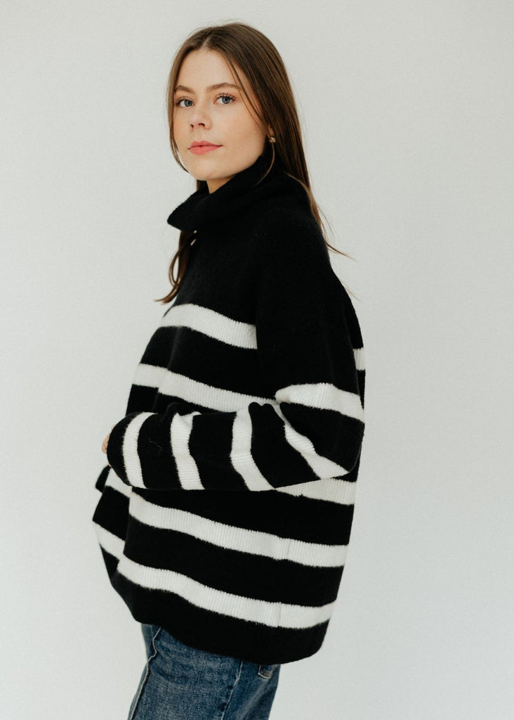 Velvet Encino Sweater in Black/Milk Side | Tula's Online Boutique