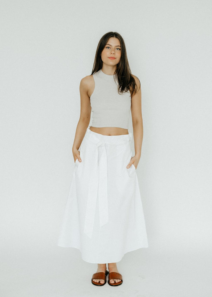 Tibi Ribbed T Cropped Tank in Stone Full | Tula's Online Boutique