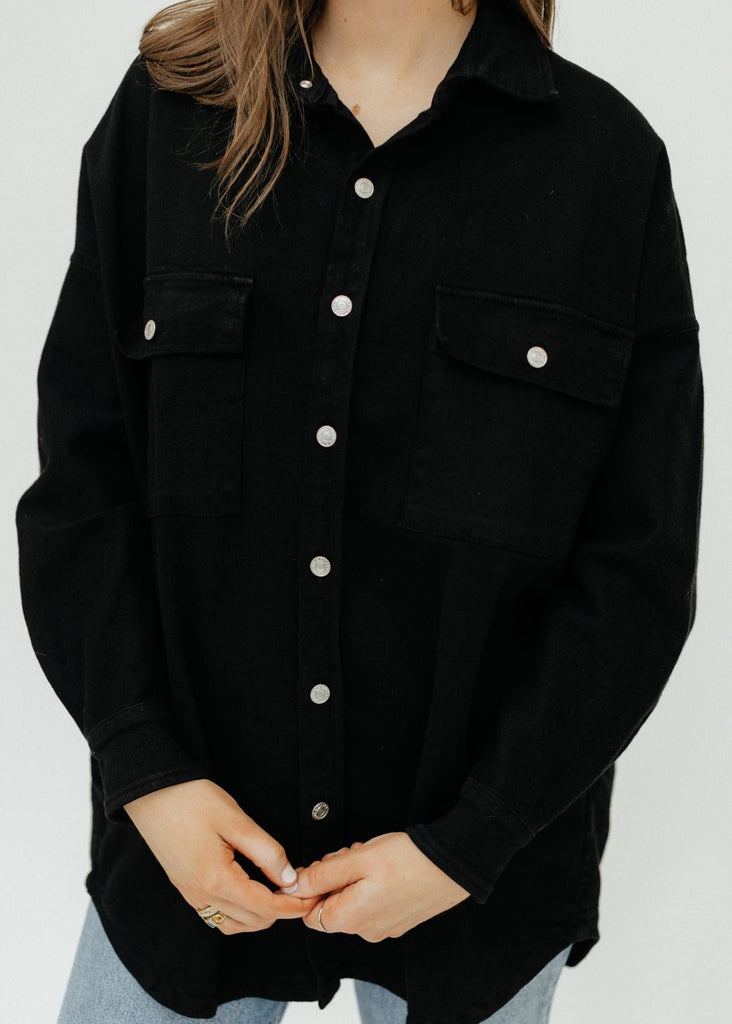Frank & Eileen Mcloghlin Utility Shirt in Blk Details | Tula's Online Boutique