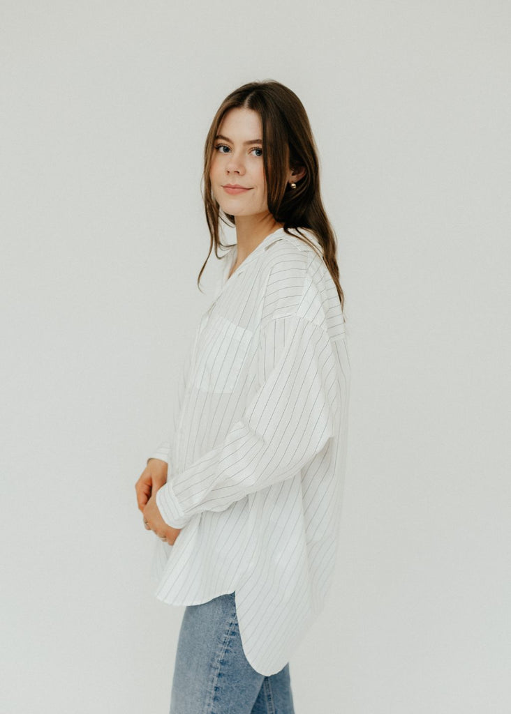 Frank & Eileen Shirley Oversized Shirt in BTS Side| Tula's Online Boutique