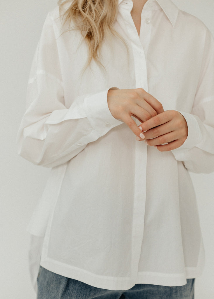 Tibi Shirting Gabe Oversized Shirt in White | Tula's Online Boutique