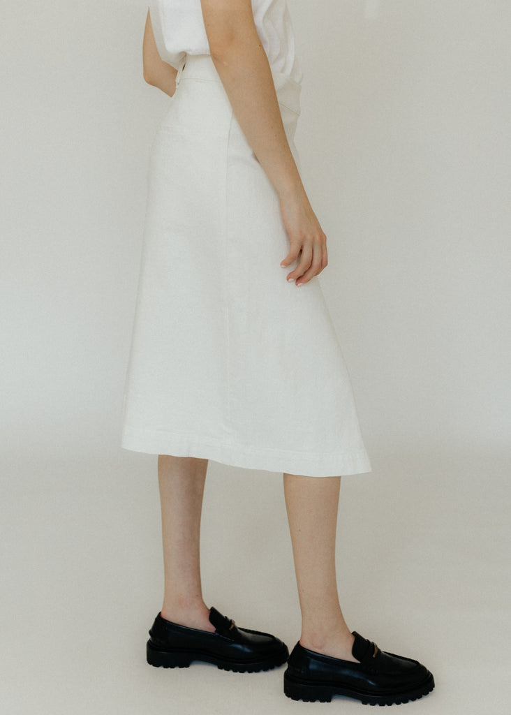 Proenza Schouler Iris Wrap Skirt in Ecru Stretch Twill Side | Tula's Online Boutique