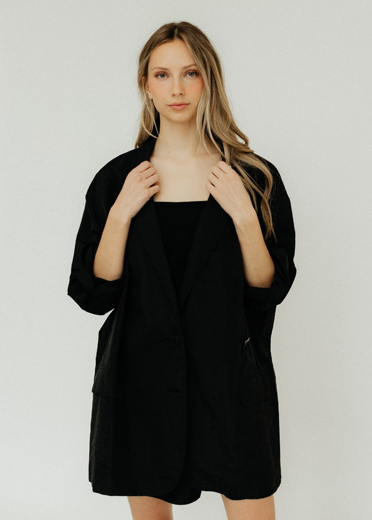 Tibi Silk Nylon Liam Blazer in Black | Tula's Online Boutique