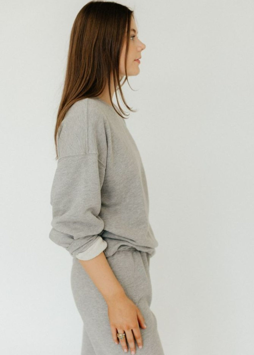 Éterne Oversized Crewneck Sweatshirt in Heather Grey
