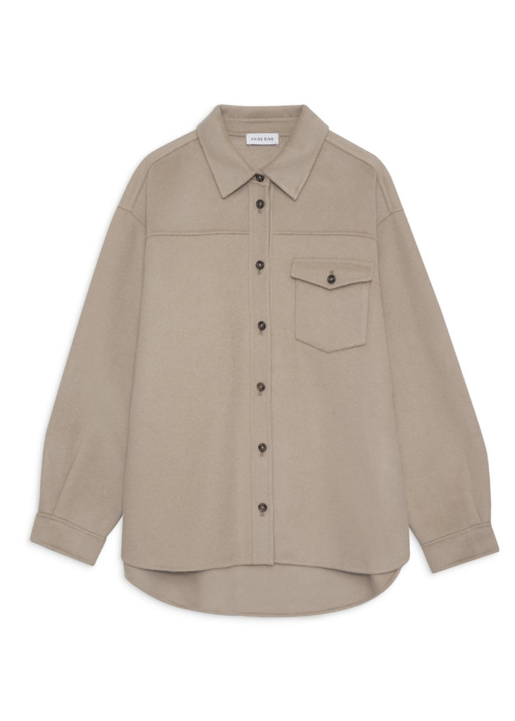 Anine Bing Sloan Shirt in Taupe | Tula's Online Boutique