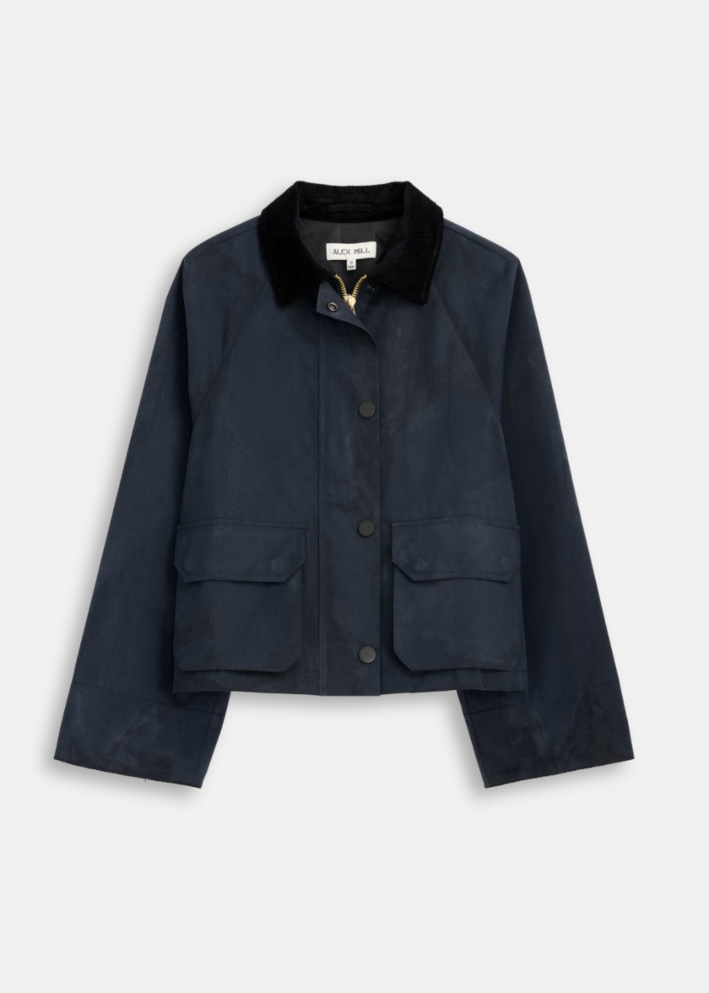 Alex Mill Cropped Chiltern Waxed Cotton Jacket in Navy | Shop Tula
