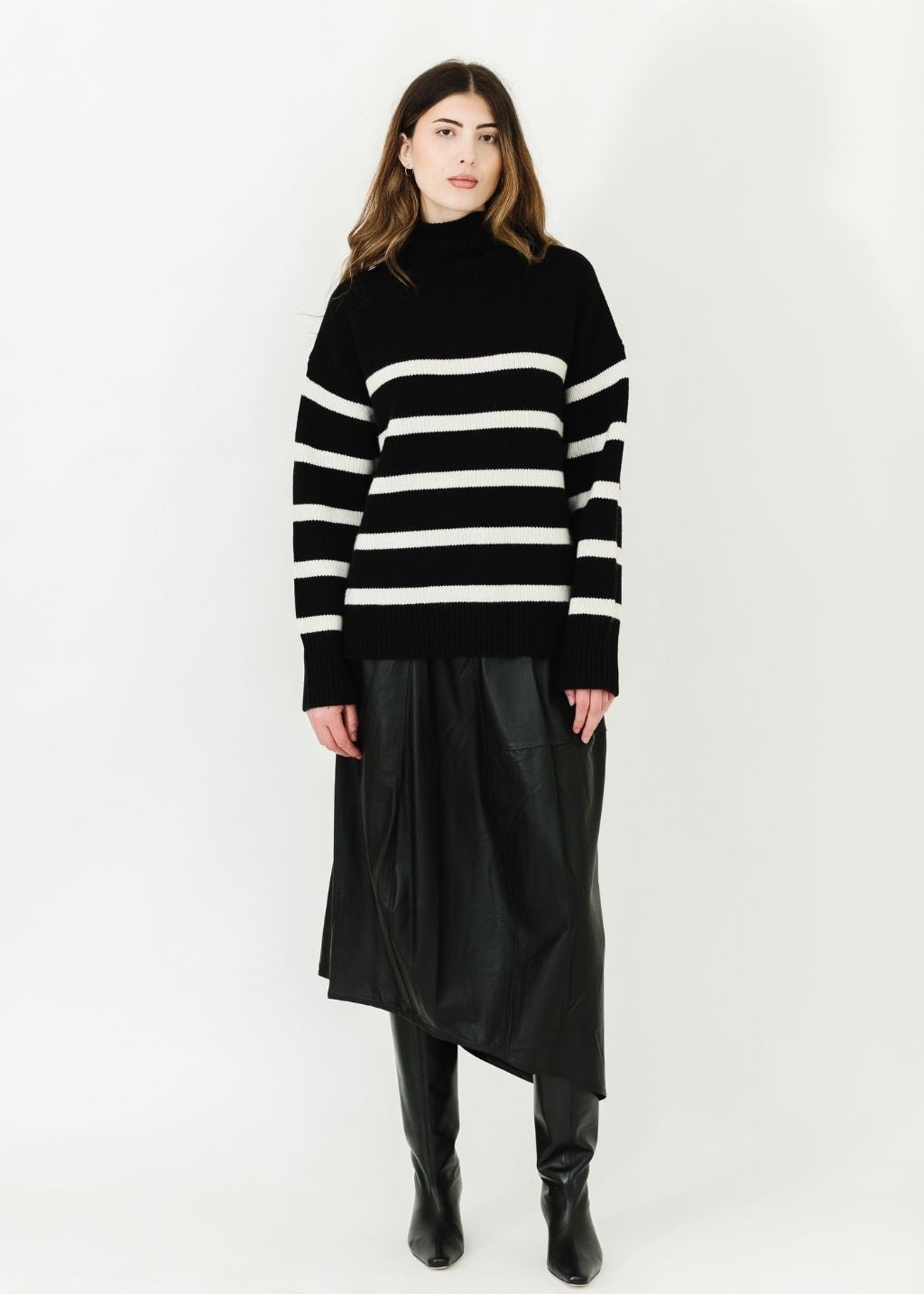 Alex Mill Nottinghill Turtleneck Sweater Black White Stripe | Shop Tula