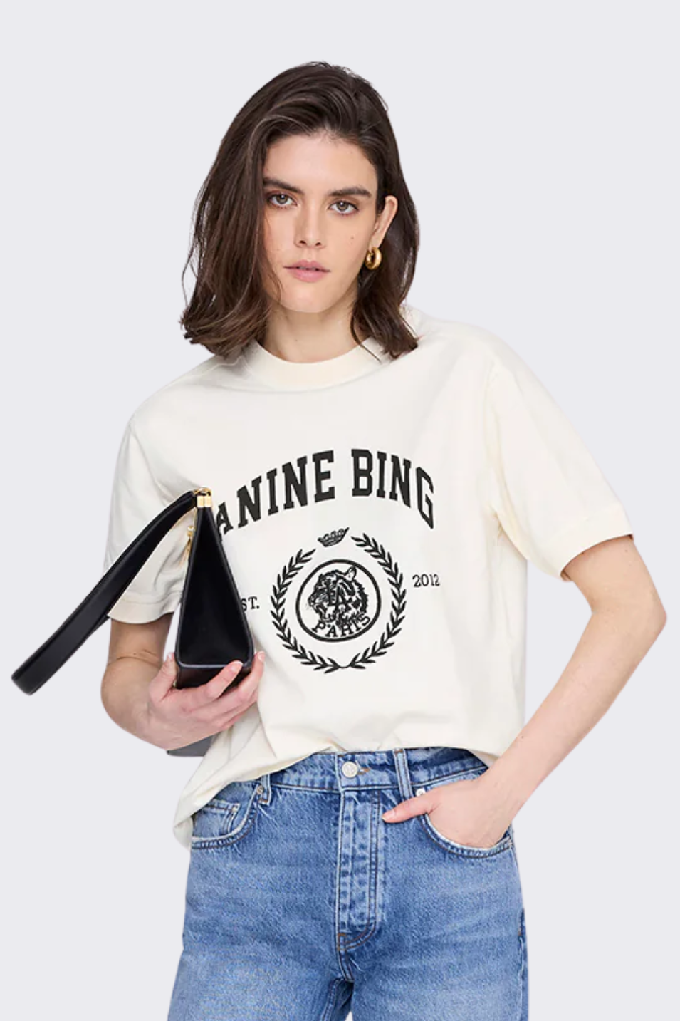 Anine Bing Collegiate Jaylin Tee in Cream | Shop Tula
