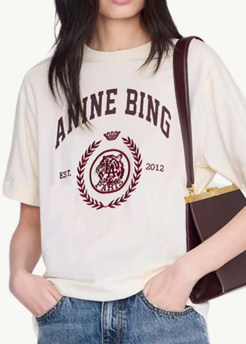 Anine Bing Collegiate Jaylin Tee in Cream | Shop Tula