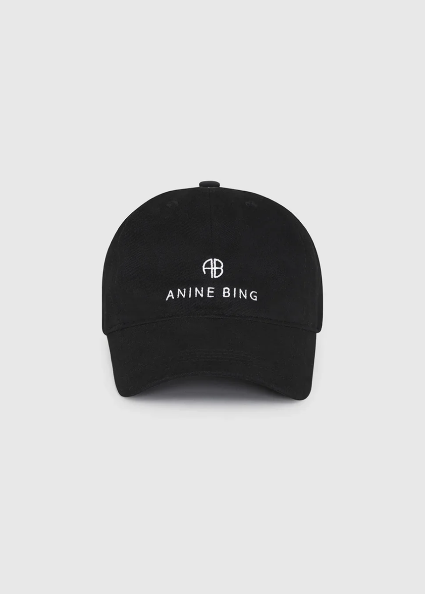 Anine Bing Jeremy Black Cap with White Logo Anine Bing Logo Jeremy Black Baseball Cap – House Of Huntington main image 2