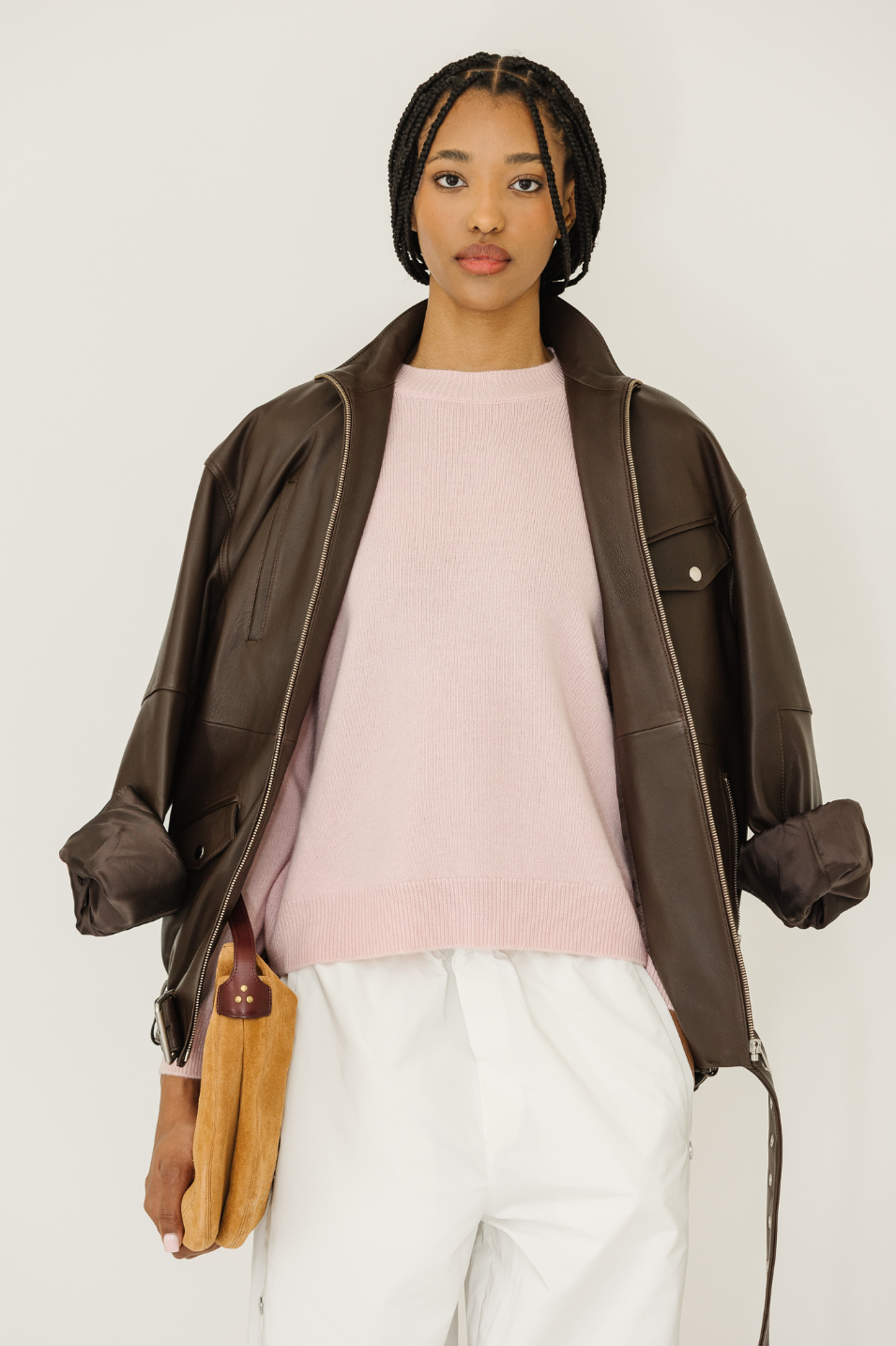 Anine Bing Lee Crew Sweater in Pink | Shop Tula