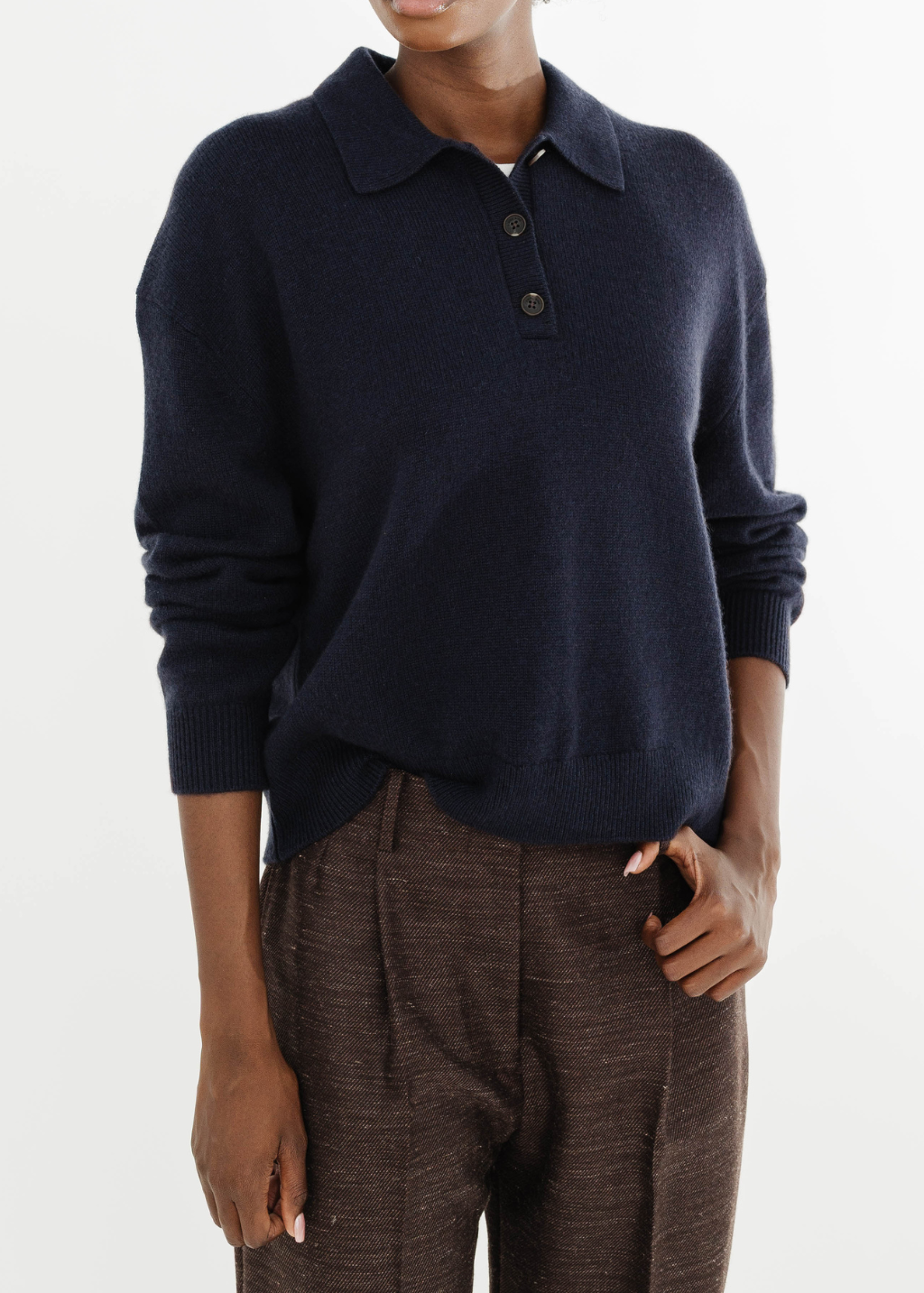 Anine Bing Lee Polo Sweater in Navy | Shop Tula