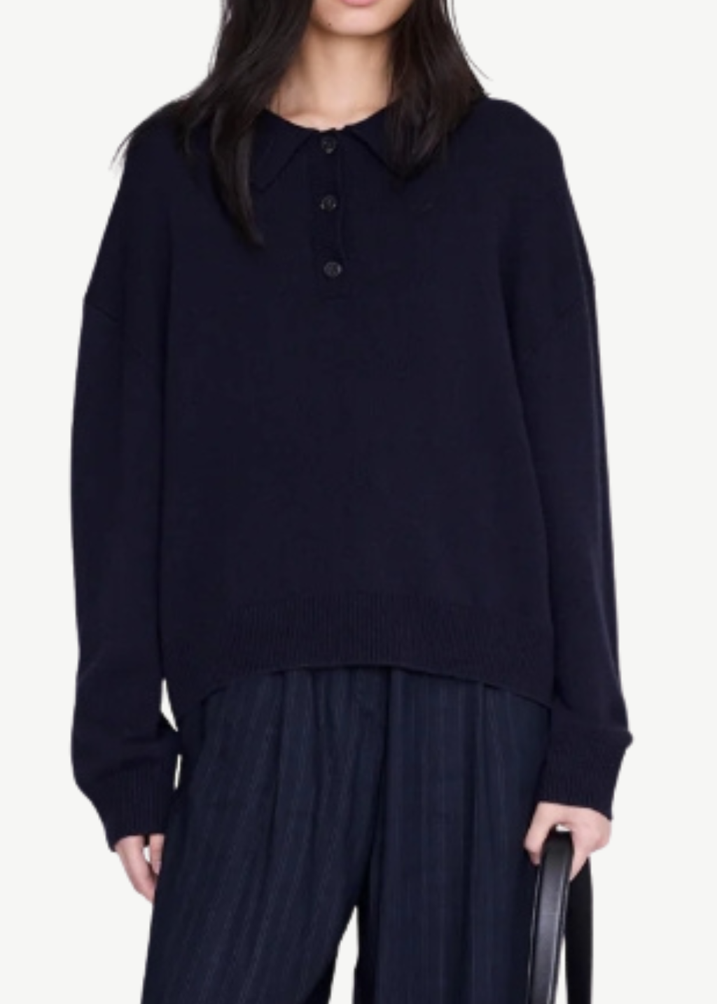Anine Bing Lee Polo Sweater in Navy | Shop Tula